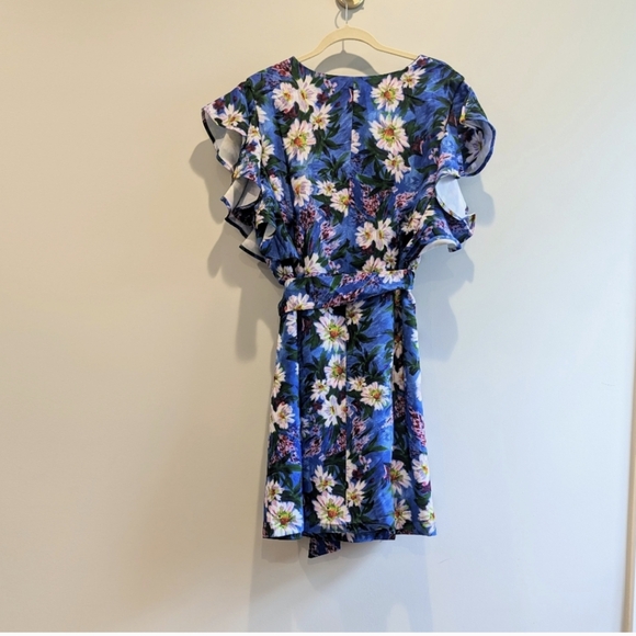 NWT Alexia Admor Wrap Dress ruffle sleeves blue size 2x - Picture 3 of 9